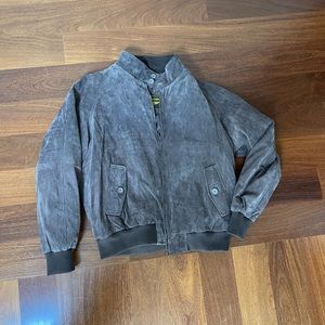 Mens Suede Leather Bomber Jacket